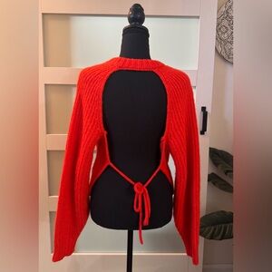 Vibrant Scarlet Open-Back Sweater